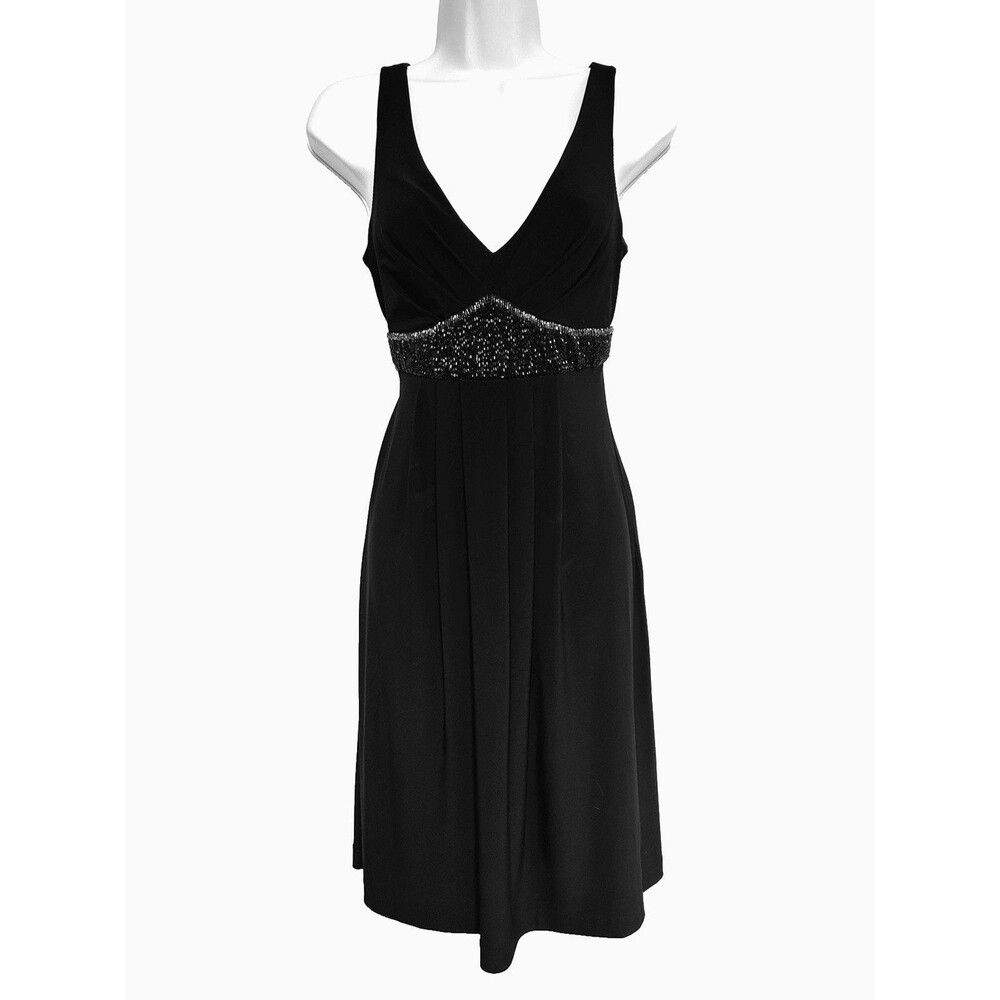 Bisou Bisou Black Empire Waist Cocktail Dress Rhinestones Semi Formal Women's 8